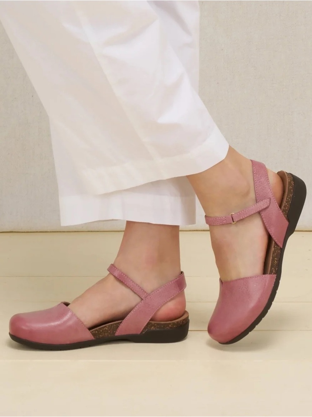 Dansko Rowan Mary Jane Pink Leather Slingback Comfort Shoes Size 38